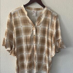 Ariat Women's Beige Checkered Blouse